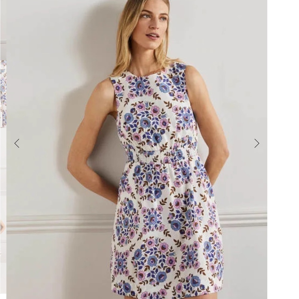 Boden Multi, Wildflower Prairie Smocked Waist Mini Dress size 6
